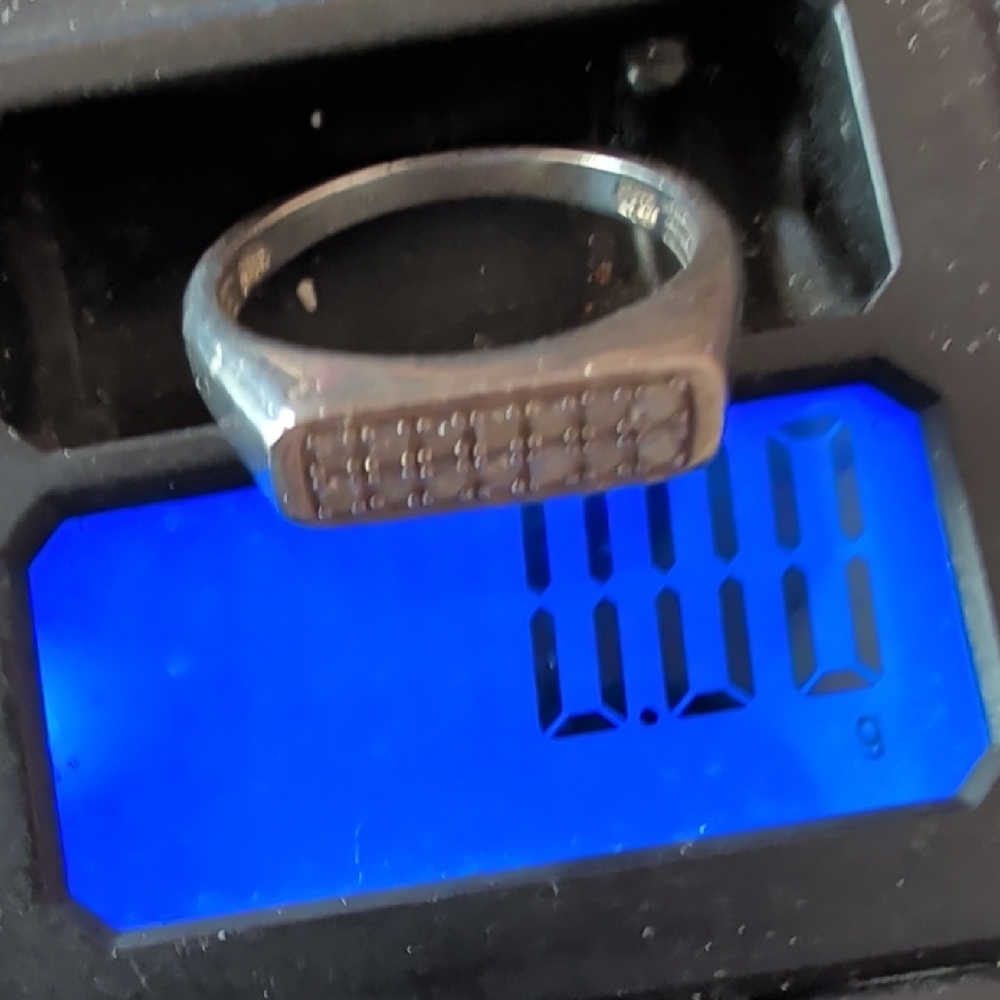 Men's Stainless Silver Rectangular Signet Ring Wi… - image 6